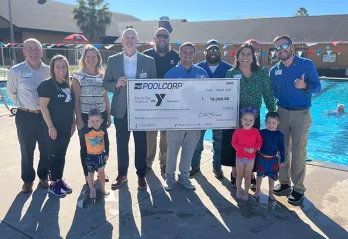 YMCA Poolcorp Donation for drowning prevention.