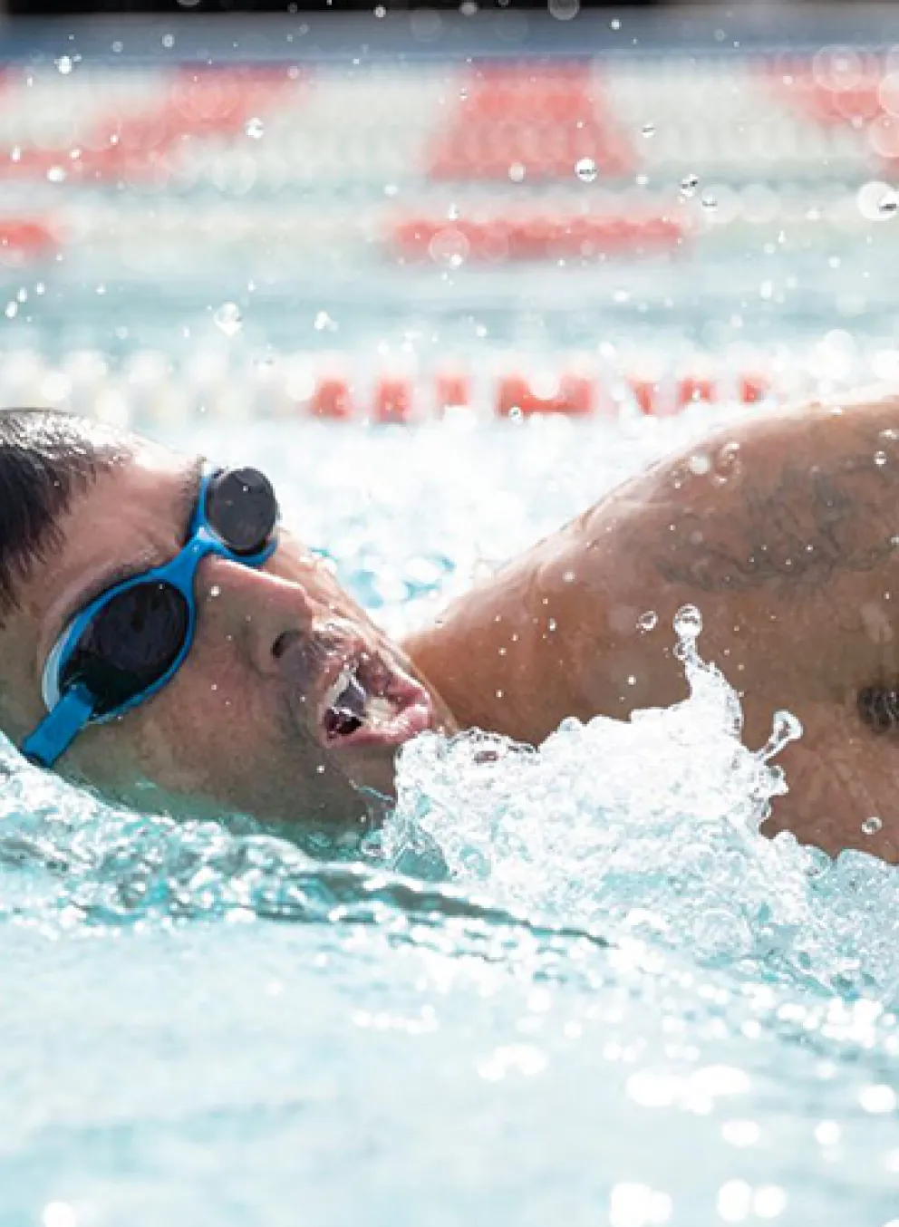 master swimmer showing proper stroke technique