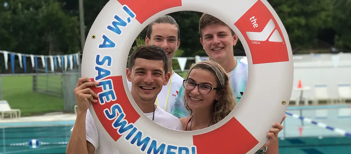 lifeguards in training in a safe swimmer photo frame