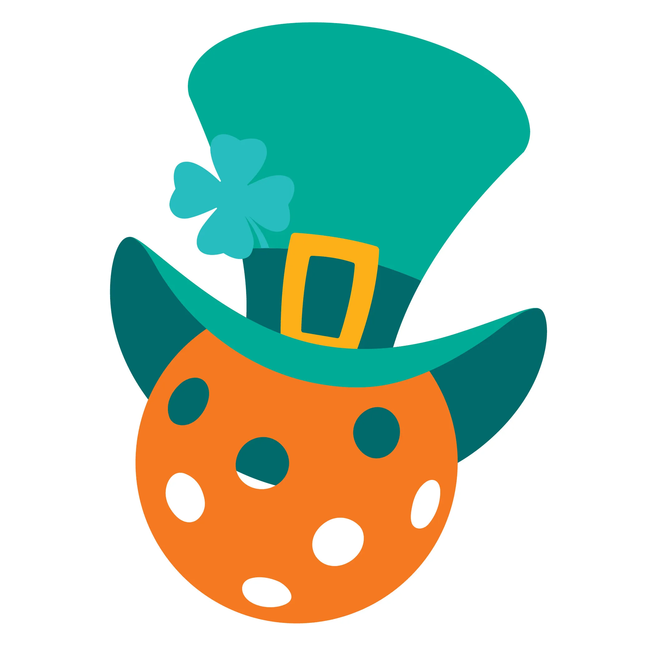orange pickleball with green hat