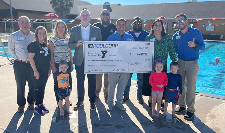 YMCA Poolcorp Donation for drowning prevention.