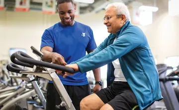 Senior and Y staff doing Fall Prevention training.