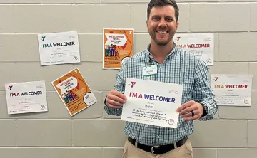 Michael Whitten participating in Welcoming Week at the Y.